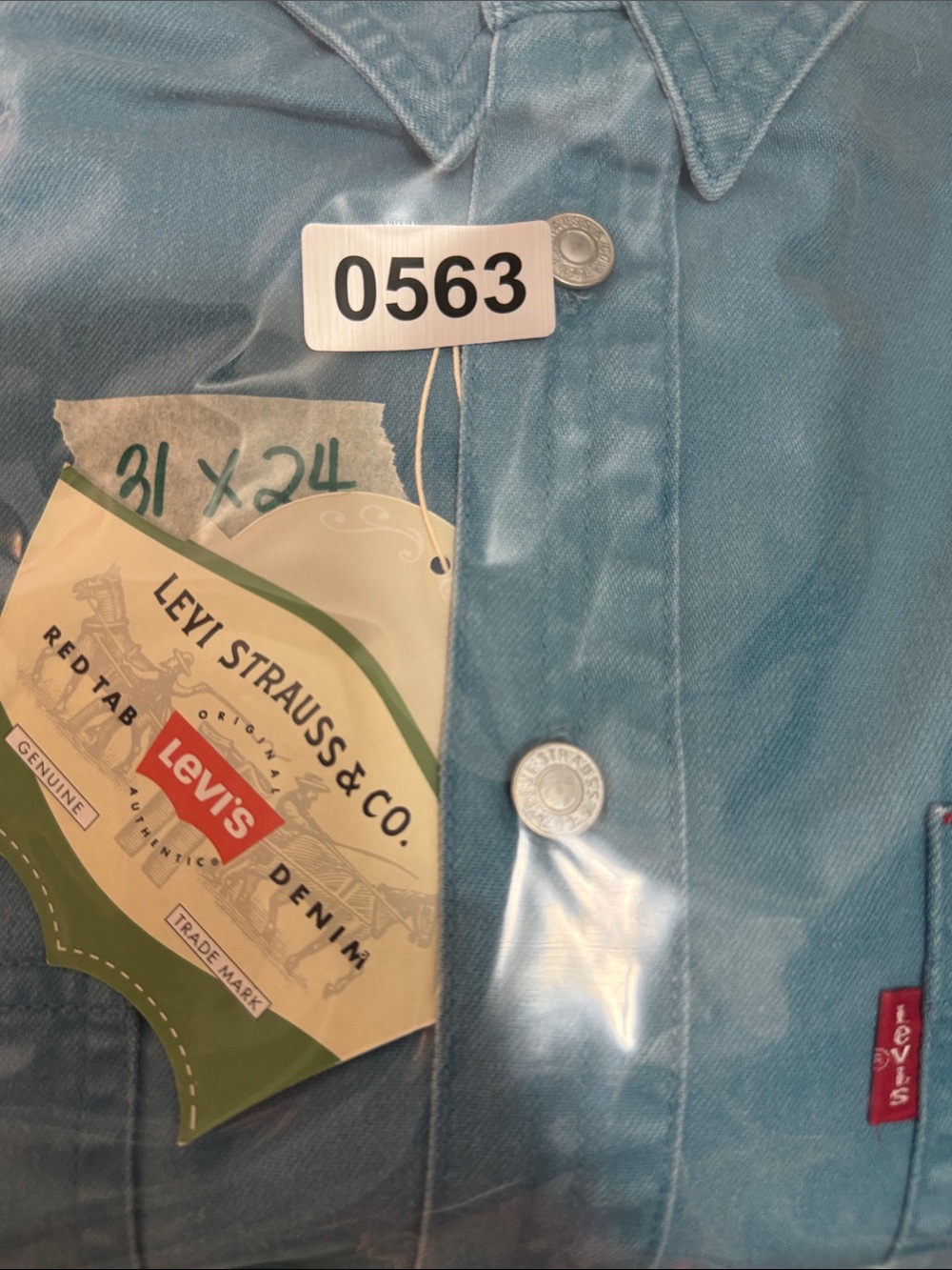 NWT Y2K Levi's Teal Lightweight Button-Up Shirt Jacket Size S 31x24 - Picture 8 of 8